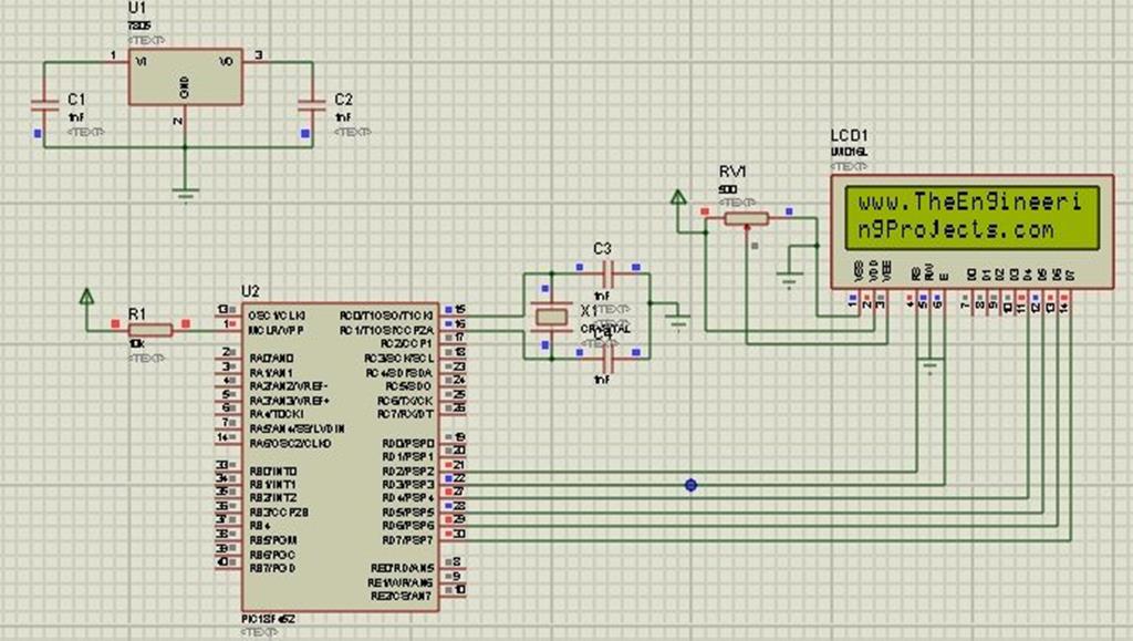 Circuit Designing of LCD with PIC - The Engineering Projects